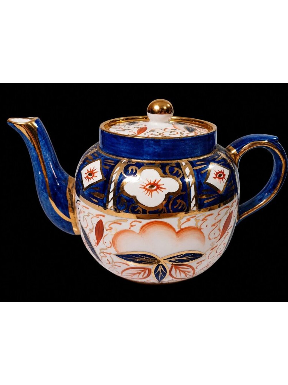 Vtg Price Kensington England Cobalt Blue Gold Imari Floral 32 Oz 4 Cup Teapot